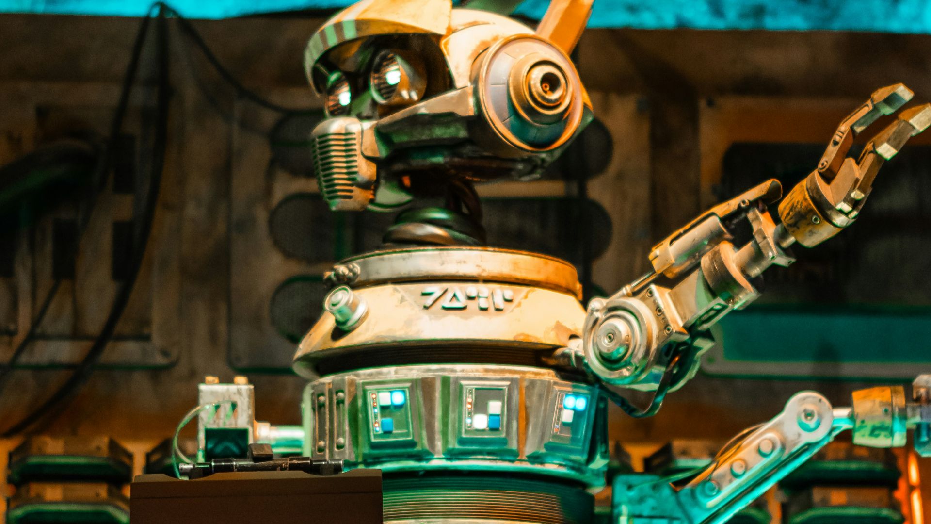 a close up of a robot on a table