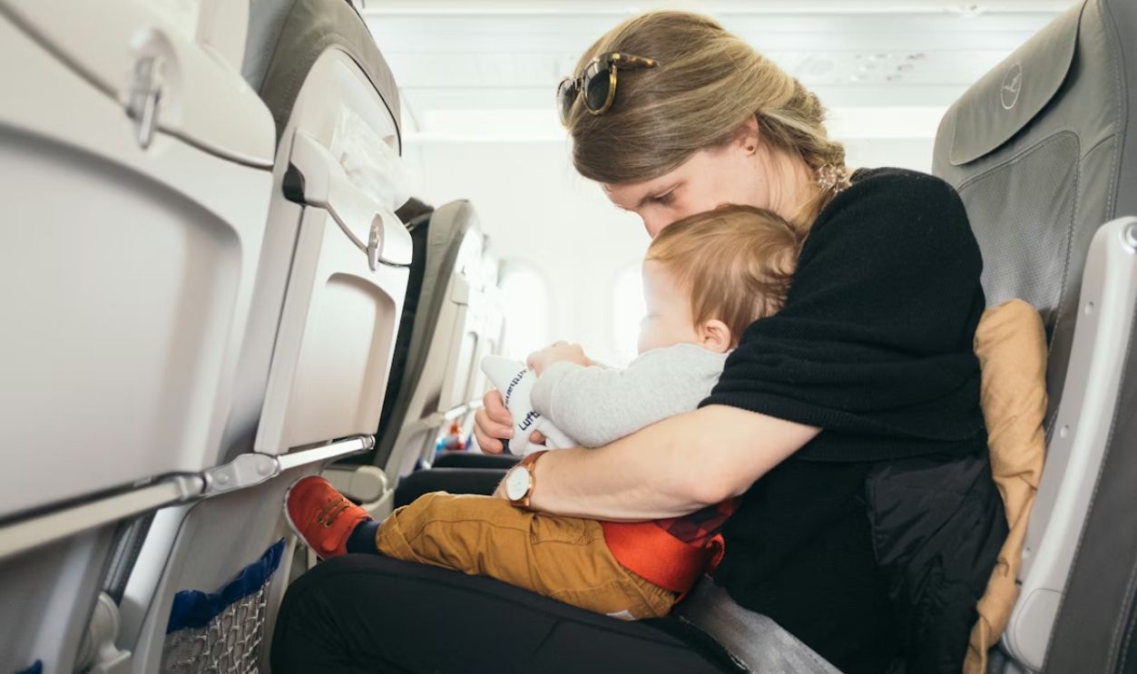 small baby in airoplane