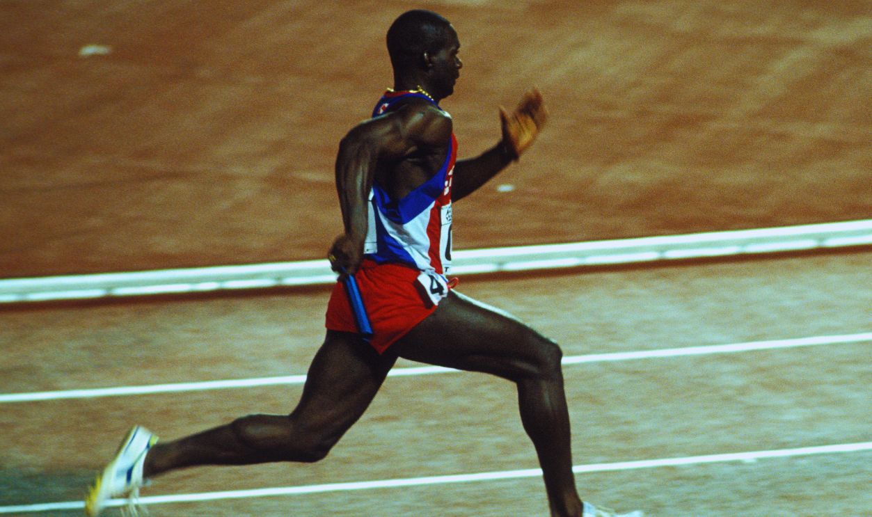 Gettyimages - 1474387681, IAAF World Championships Tokyo 1991 TOKYO, JAPAN: Ben Johnson of Canada at the 4x100 meters event of the IAAF World Championships on August 31st, 1991 in Tokyo, Japan. 