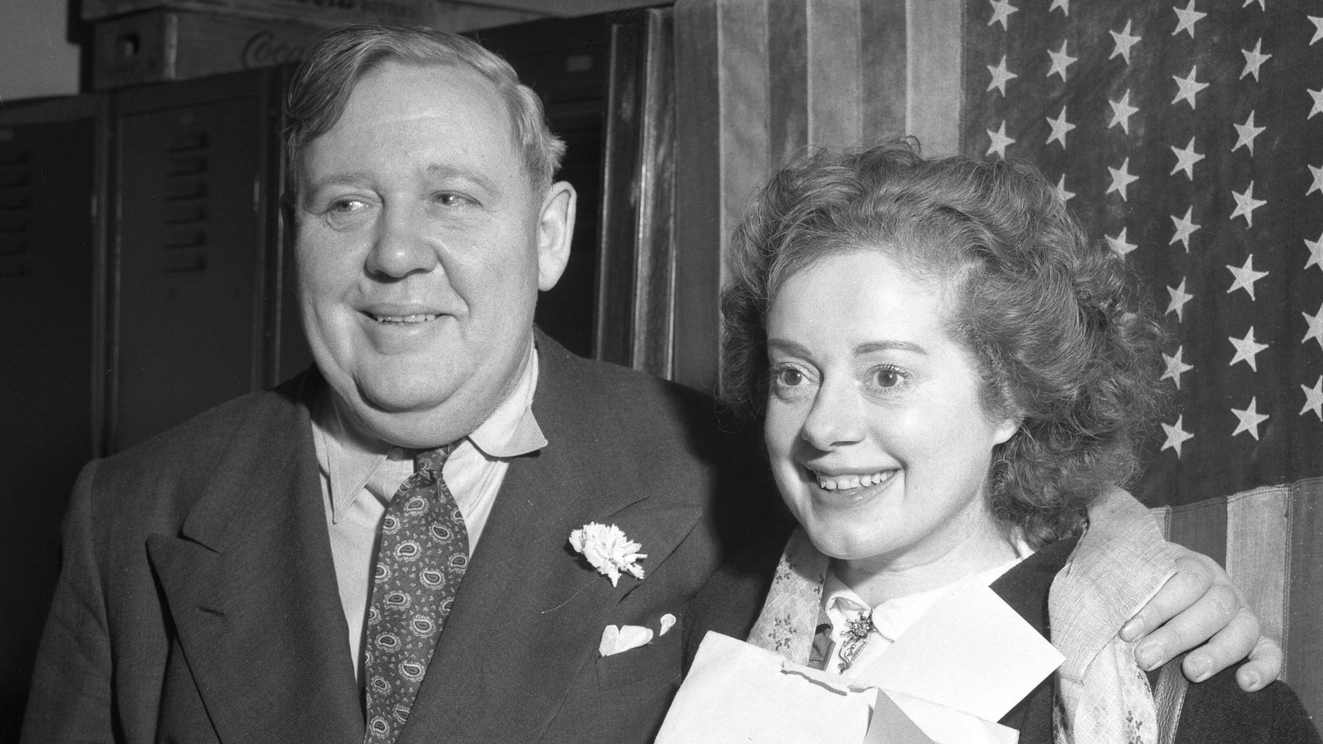 Actors Charles Laughton and wife, Elsa Lanchester after taking the United States oath of citizenship.