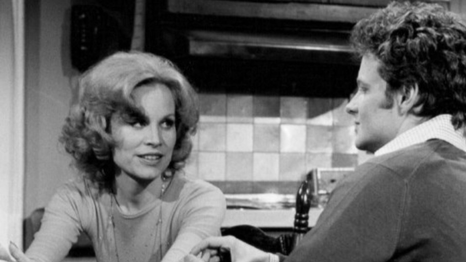 Photo of Gail Brown (Clarice Hobson) and William Russ (Burt McGowan) from the daytime drama Another World.