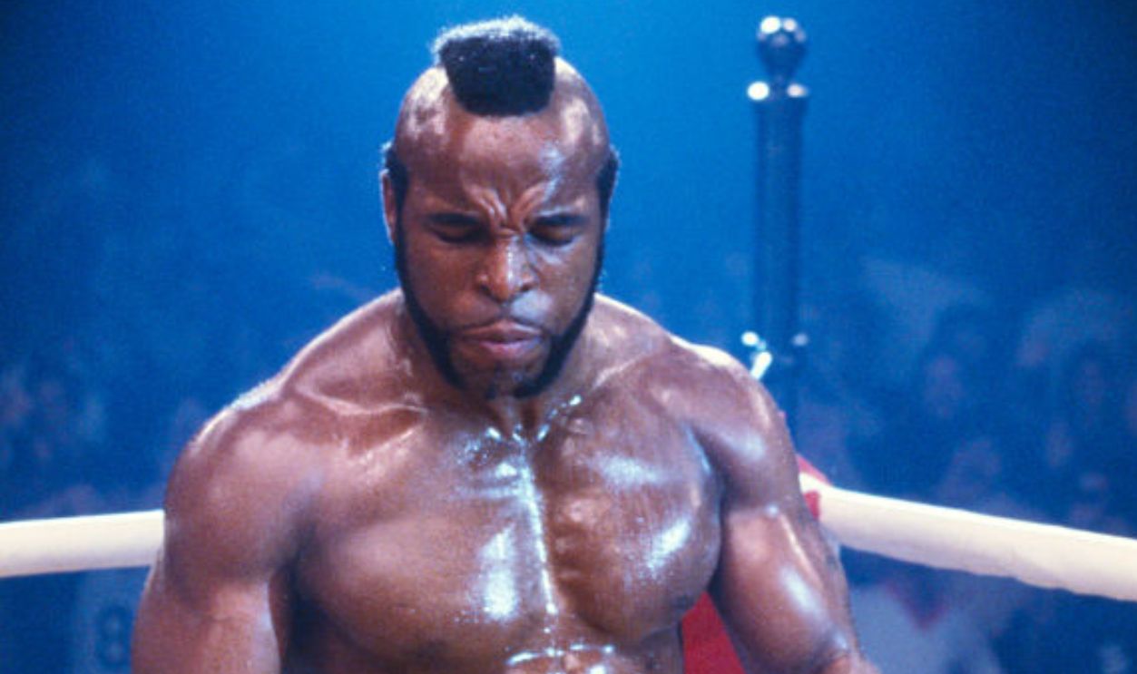 LOS ANGELES, CALIFORNIA - CIRCA 1982: Actor Mr. T, as boxer Clubber Lang, poses in the ring on the set of Rocky III in May of 1982 in Los Angeles, California.