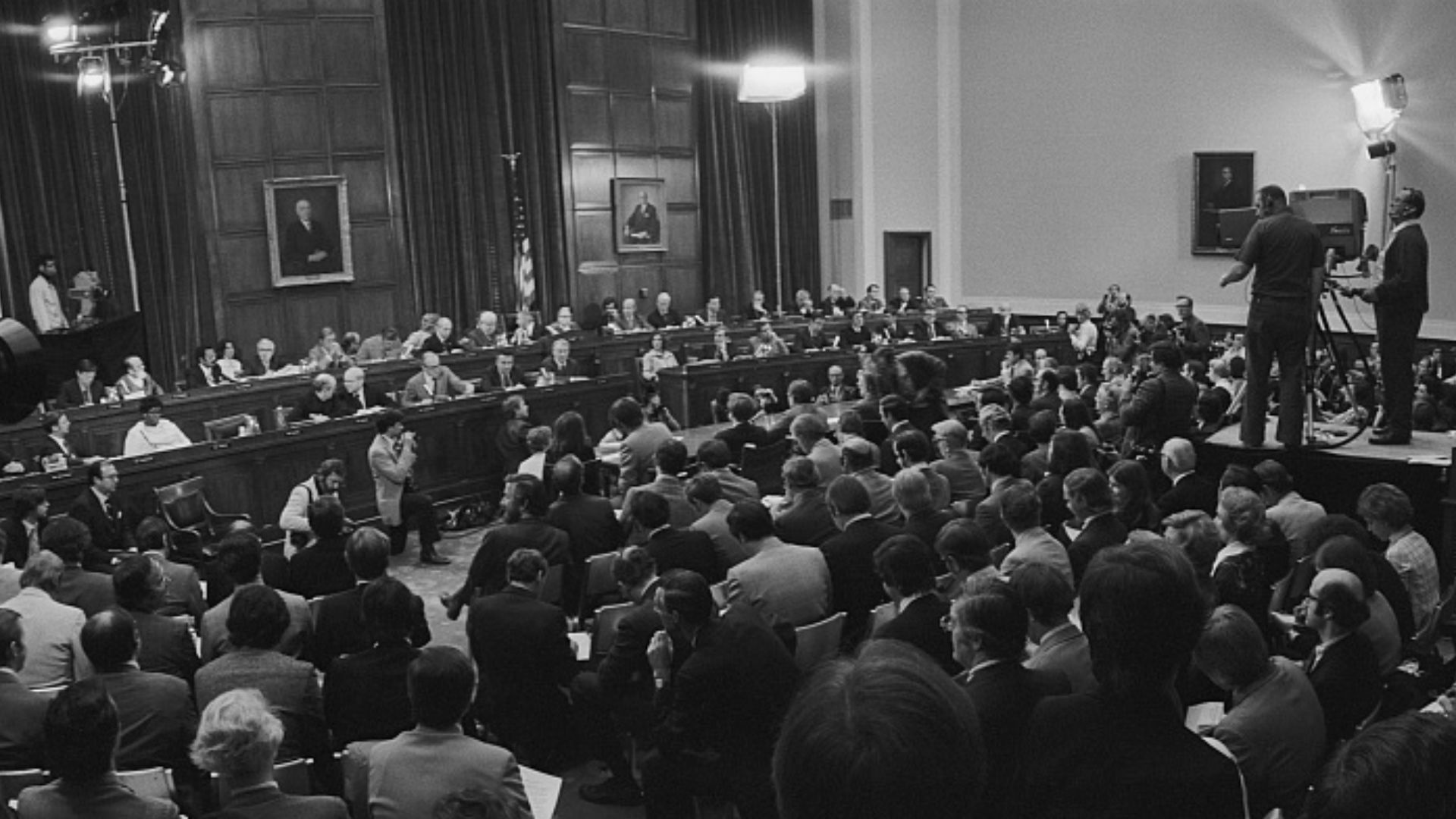 The Committee on the Judiciary Committee, United States House of Representatives, opened its formal impeachment hearings against President  Richard Nixon on May 9, 1974.