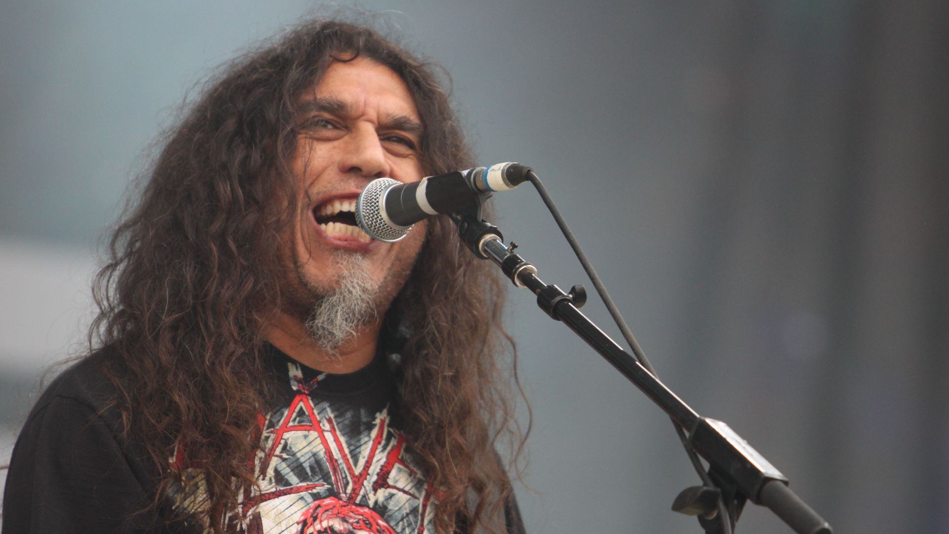 Tom Araya of Slayer on stage at Sonisphere Knebworth, August 2010