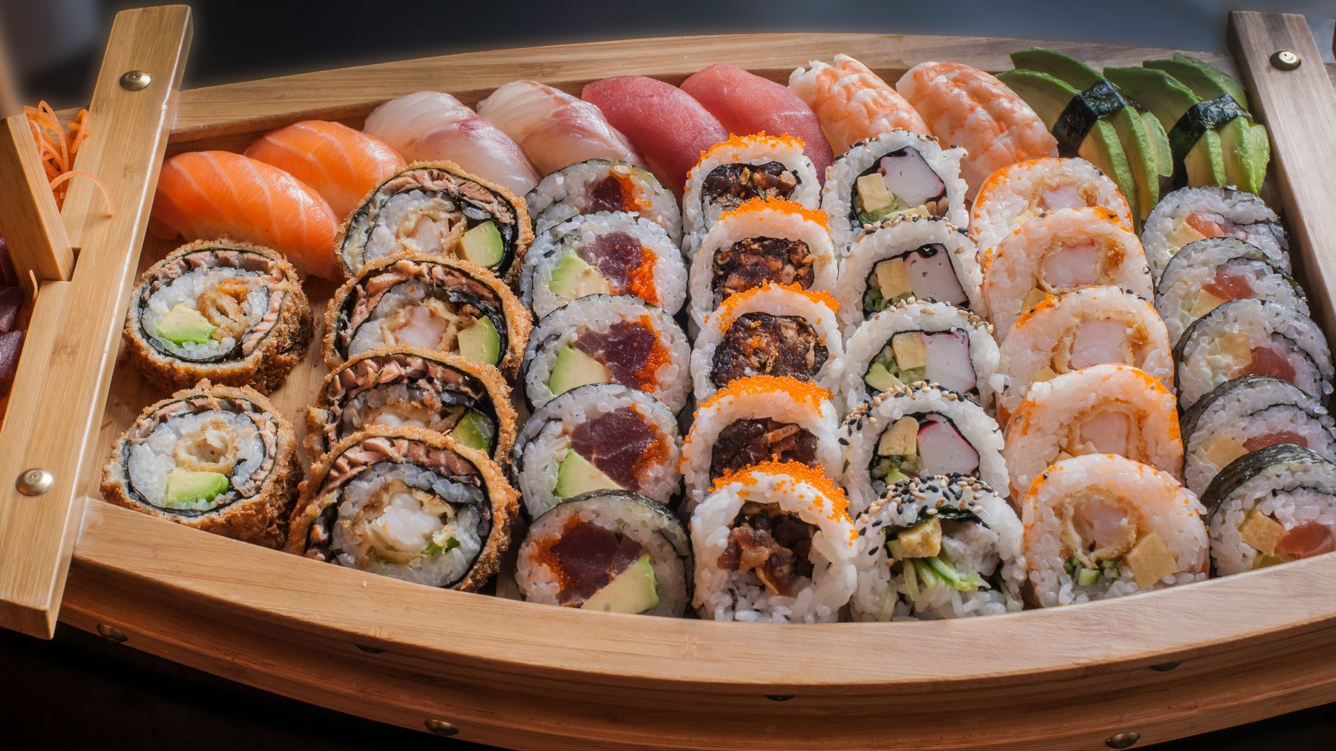 food photography of varieties of sushies