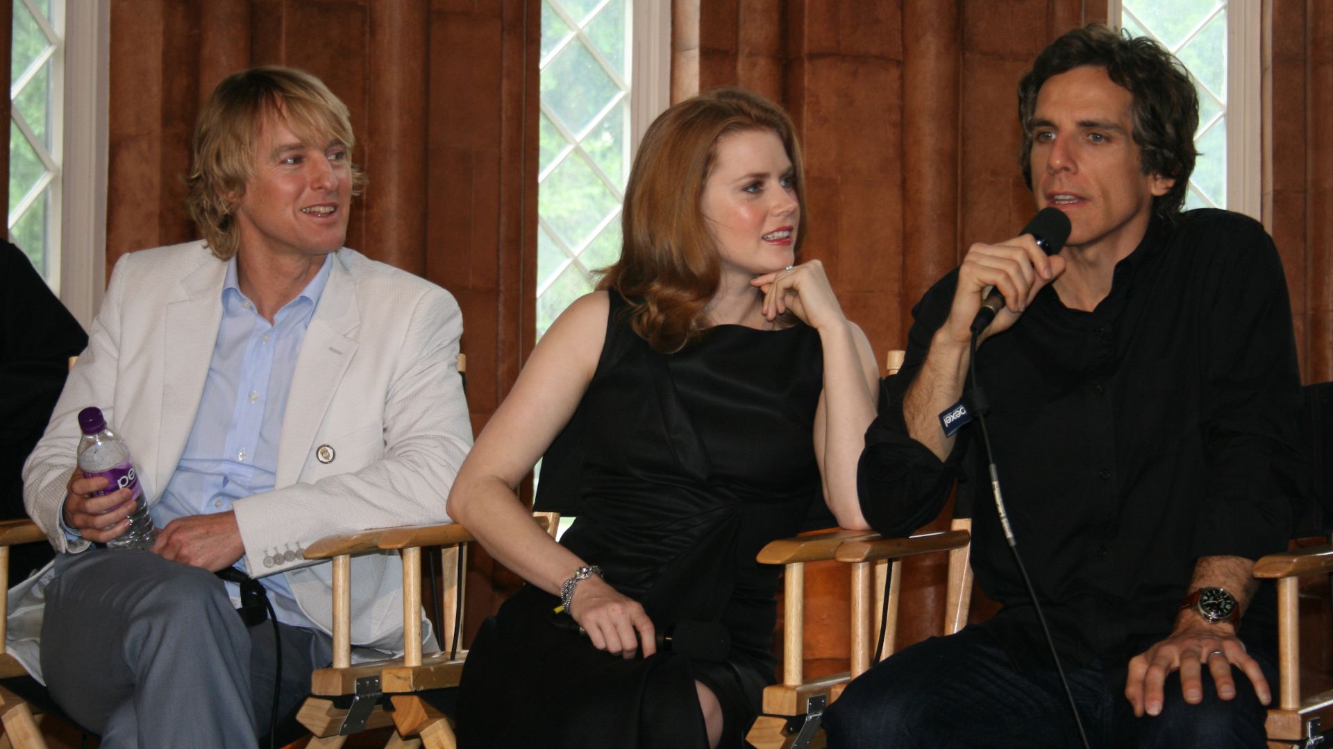 Owen Wilson, Amy Adams, and Ben Stiller at a panel promoting Night at the Museum: Battle of the Smithsonian.