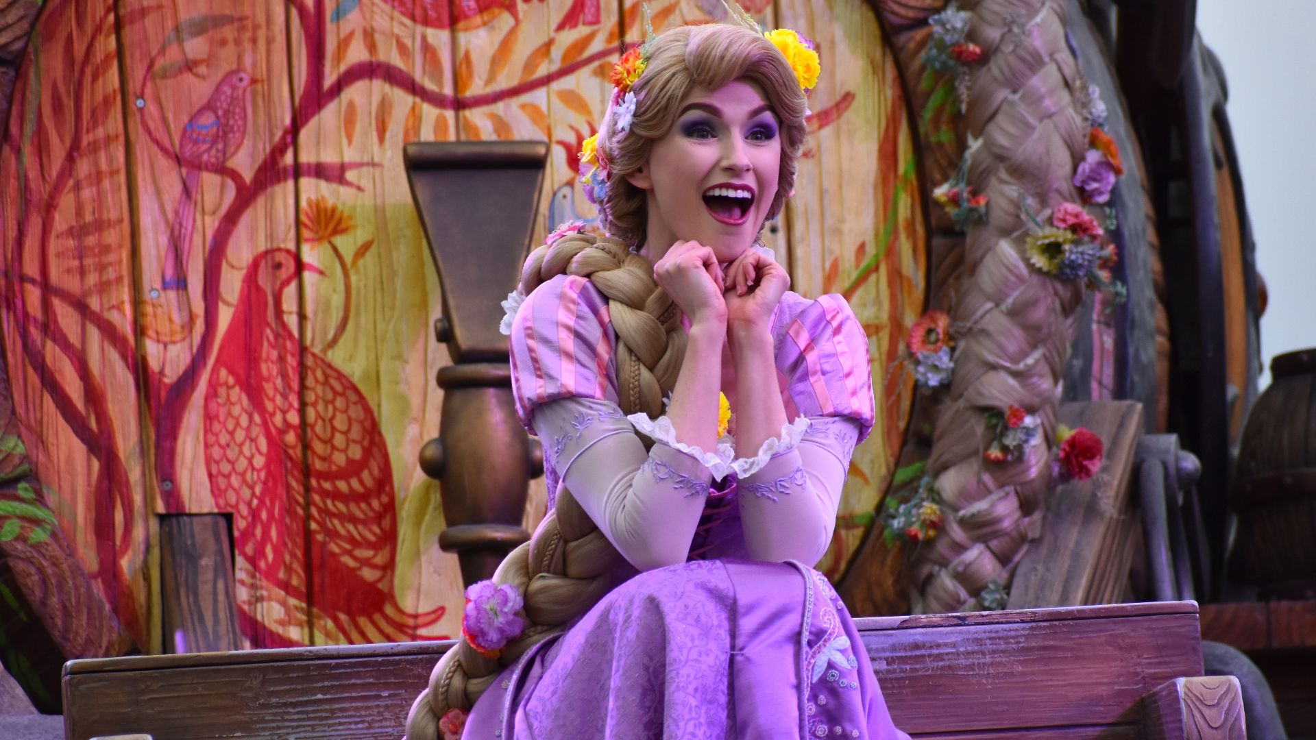 Rapunzel in Mickey's Storybook Express Parade at Shanghai Disneyland.