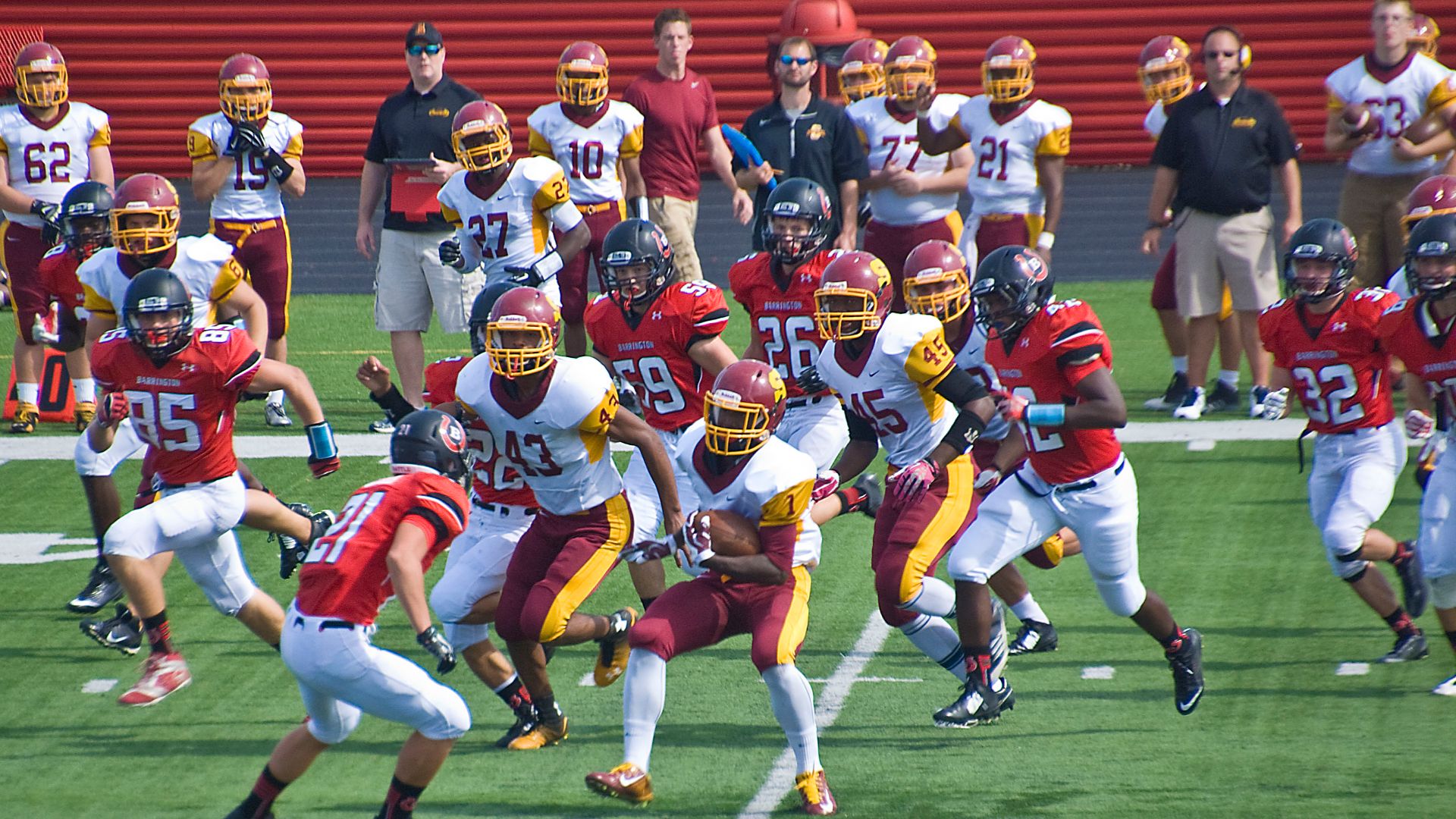The Schaumburg Saxons High School Football Team takes on the Barrington Broncos High School Football Team in September 2014