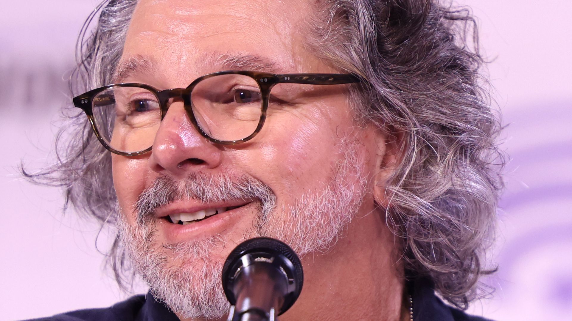 Ronald D. Moore speaking at an event in Anaheim, California.