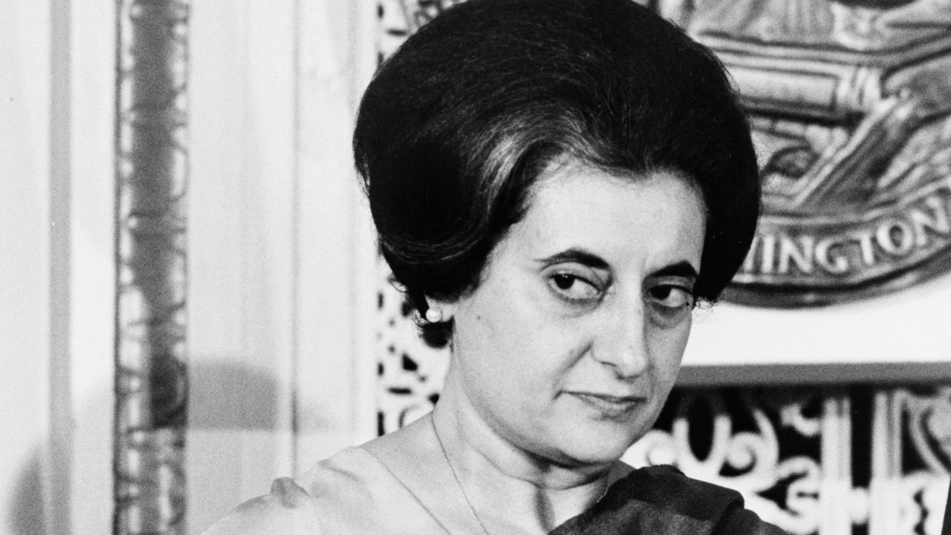 Indian Prime Minister Indira Gandhi (1917-1984) at the National Press Club, Washington, D.C. 1n 1966
