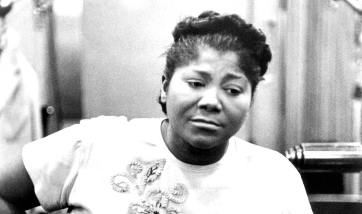 Publicity image of American gospel singer Mahalia Jackson ca 1958.