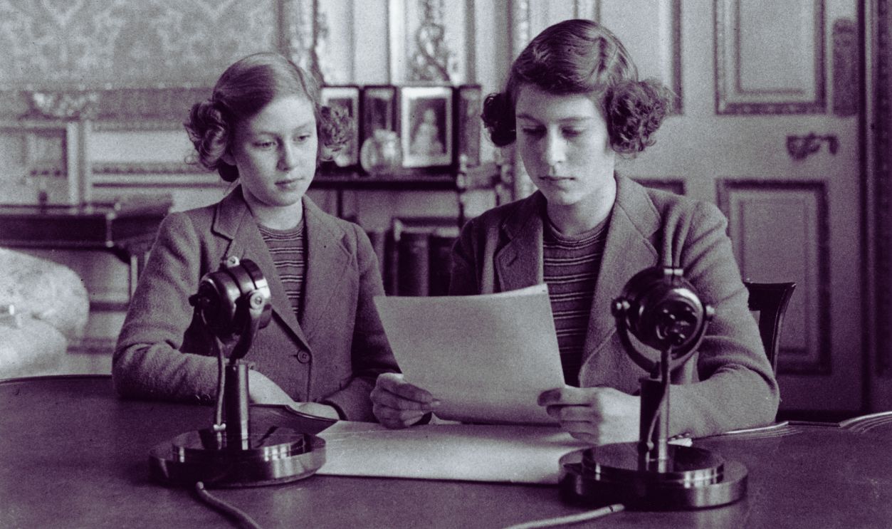 10th October 1940: Princesses Elizabeth and Margaret (1930 - 2002) making a broadcast to the children of the Empire during World War II. 