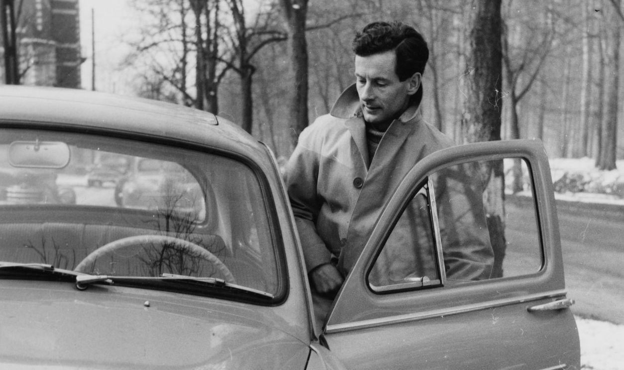 RAF Group Captain Peter Townsend, currently in a relationship with Princess Margaret, pictured getting in to his car in Brussels, March 14th 1955. 