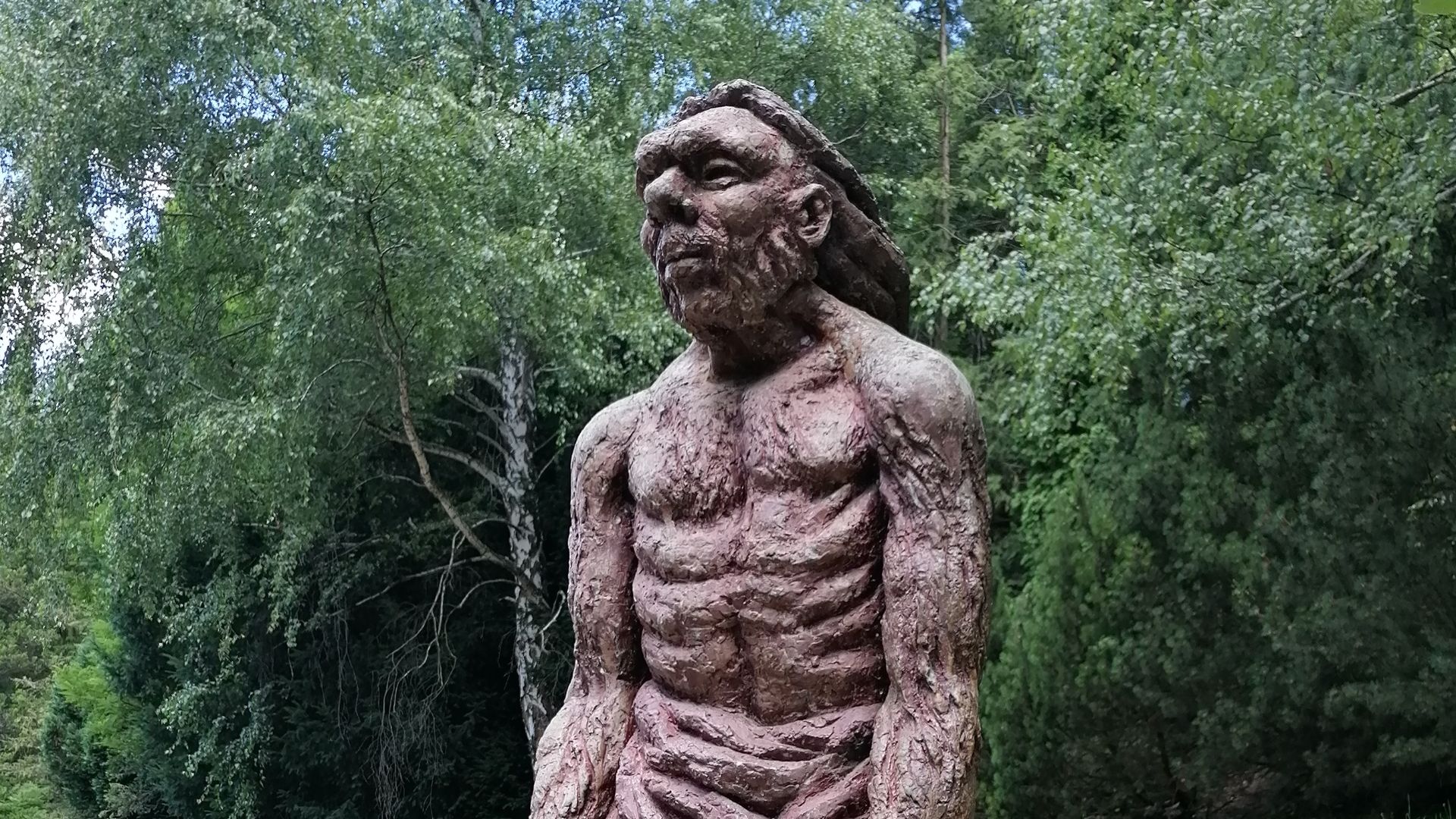 Neanderthal (reconstruction), Silesian Zoological Garden, Chorzów, Poland.
