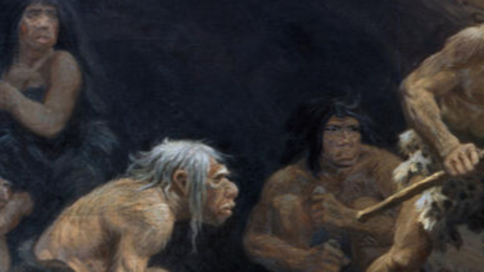 Mural of a Neanderthal family