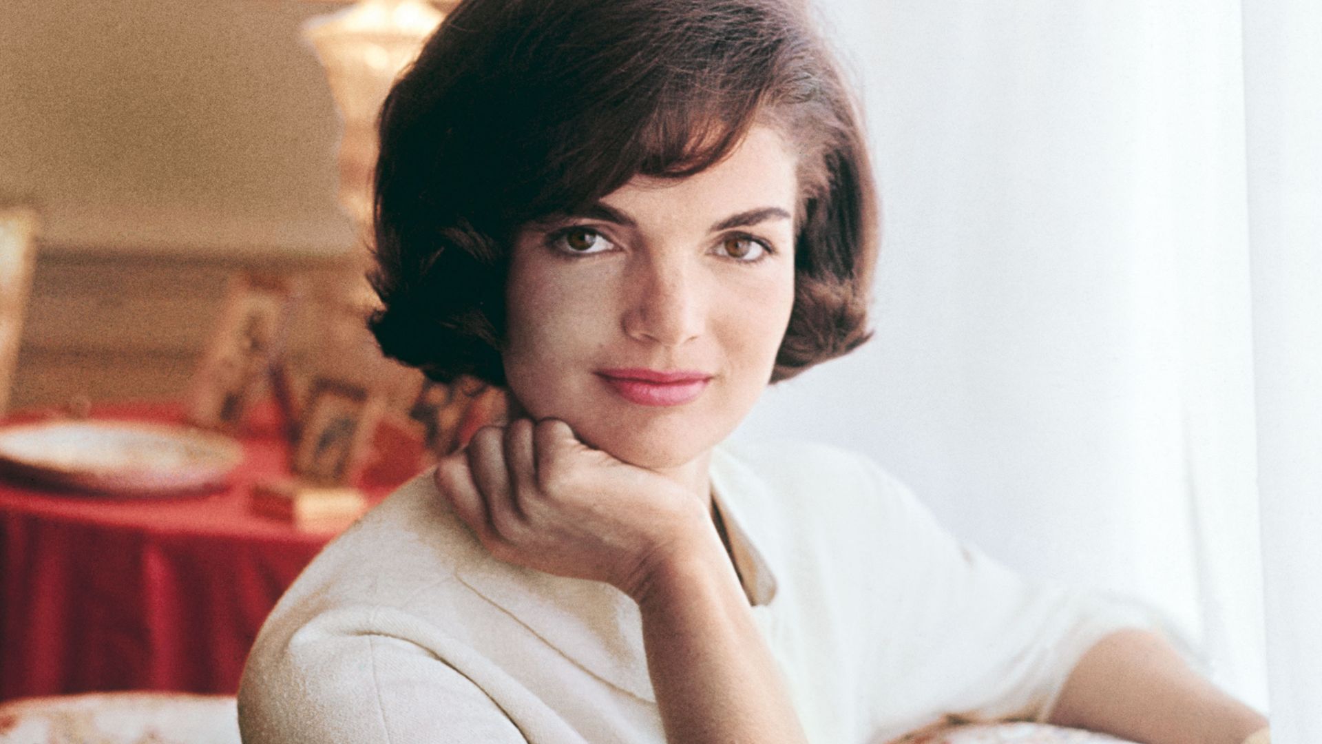 Portrait photograph of former U.S. First Lady Jacqueline Kennedy, originally published on the cover of the July 4, 1961 issue of Look Magazine.
