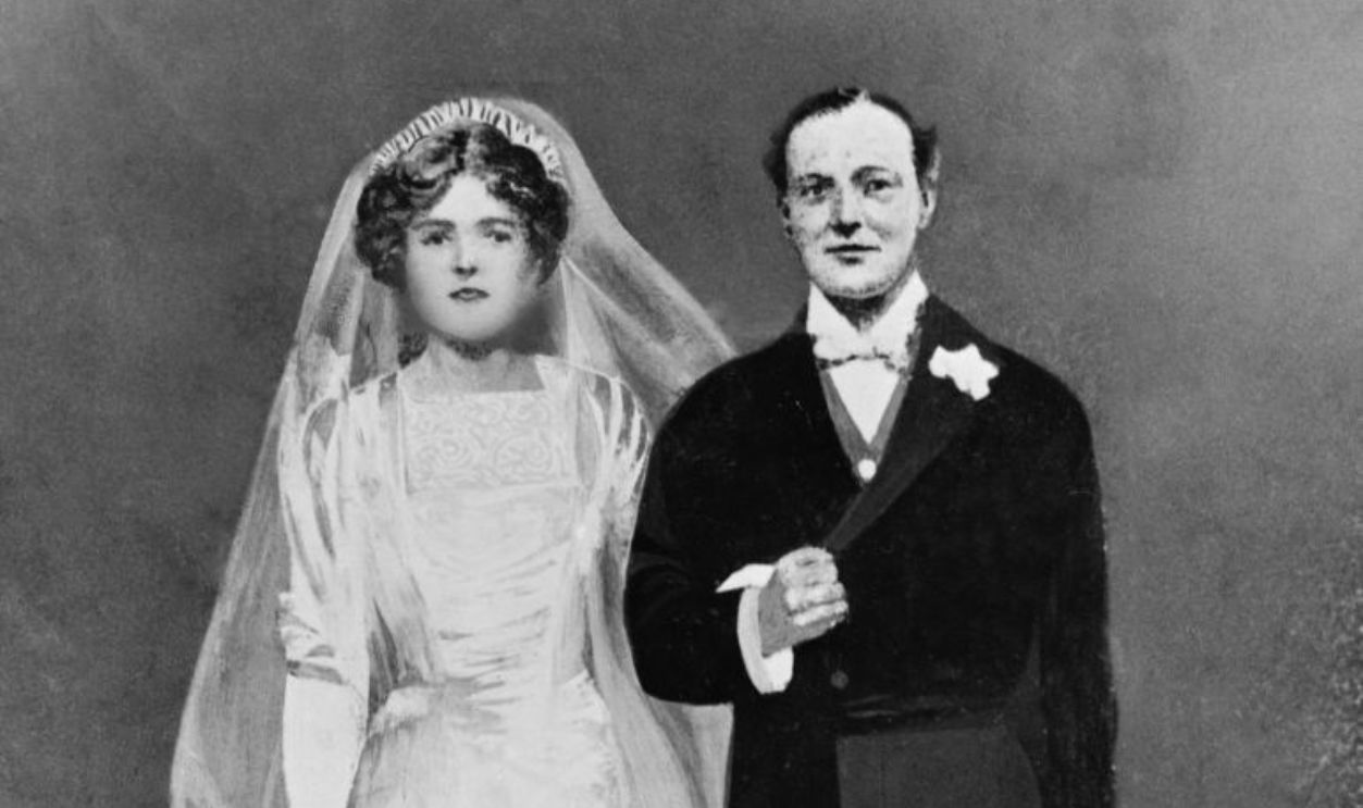 Winston Churchill and his bride, 1908. 