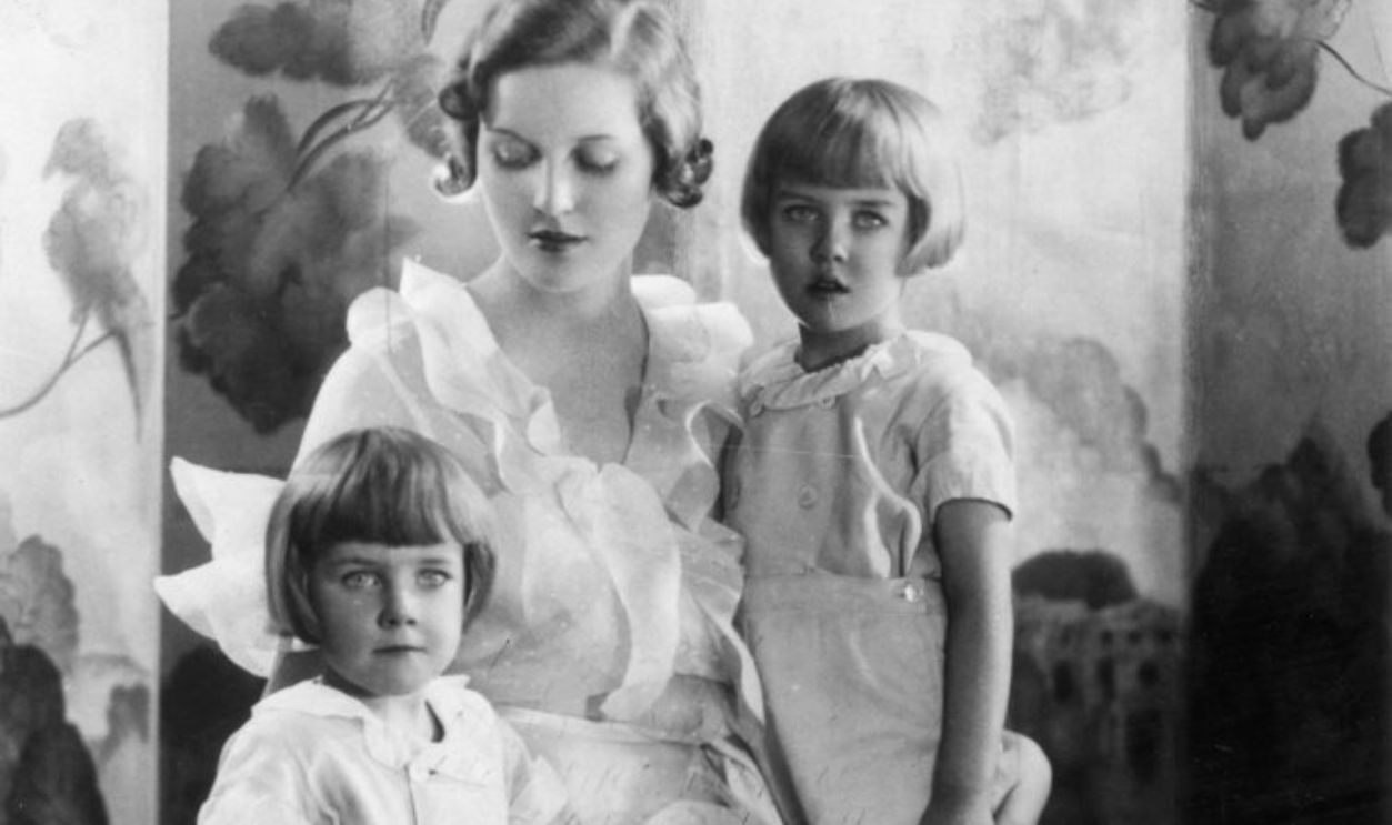  1930: Daughter of the 2nd Baron Redesdale the Hon Diana Freeman-Mitford (1910 - 2003), who in 1936 became the second wife of Sir Oswald Mosley, 6th Baronet, English politician and leader of the British Union of Fascists. She is with her two sons Jonathon Bryan Guinness and Desmond Walter Guinness.   