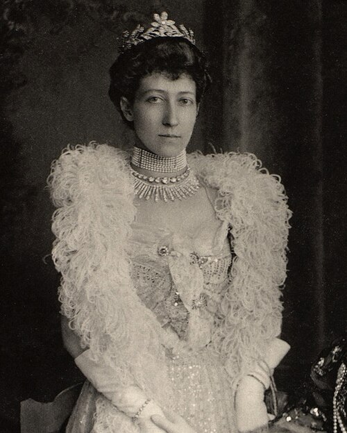 Portrait of Princess Louise, Duchess of Fife, taken at the wedding of Princess Margaret of Connaught and Prince Gustaf Adolf of Sweden.