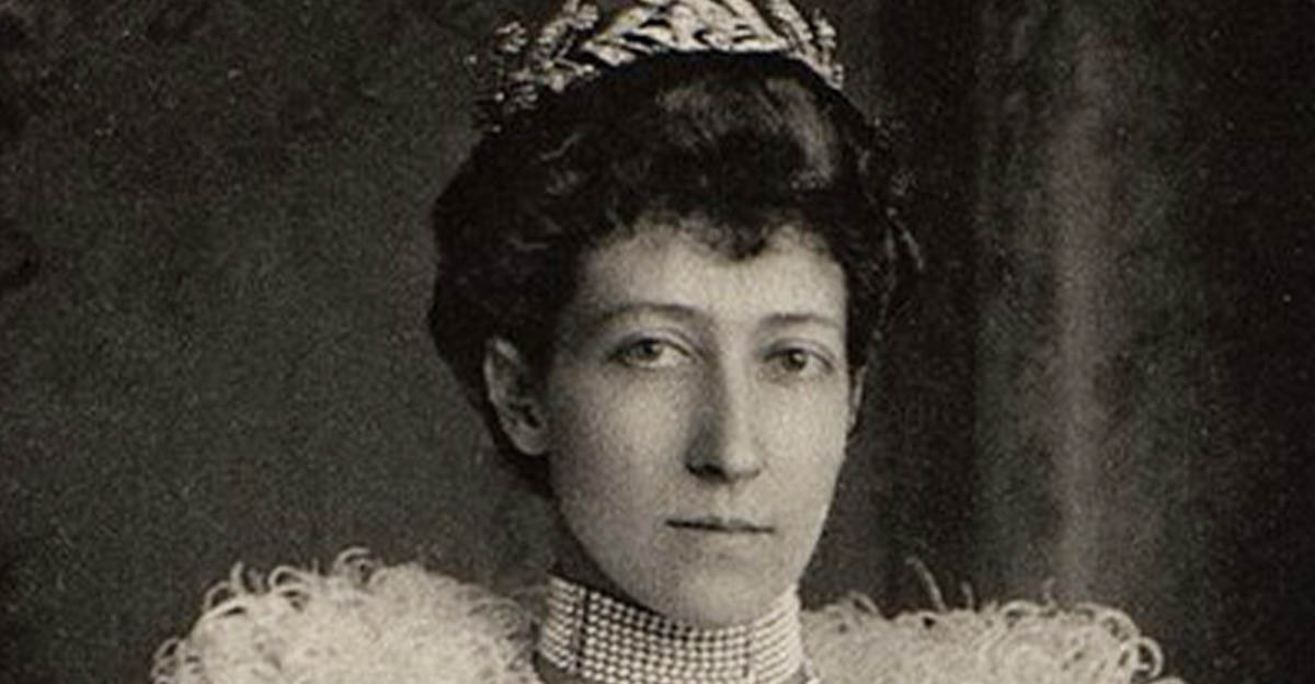Portrait of Princess Louise, Duchess of Fife, taken at the wedding of Princess Margaret of Connaught and Prince Gustaf Adolf of Sweden.