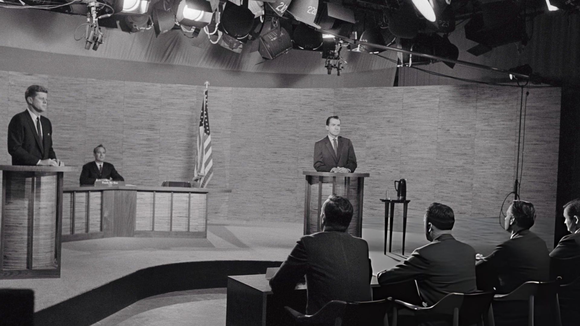 Photo of the second of the four presidential debates held during the 1960 presidential election.  This debate took place in Washington D.C. at NBC's WRC-TV studios on October 7, 1960.