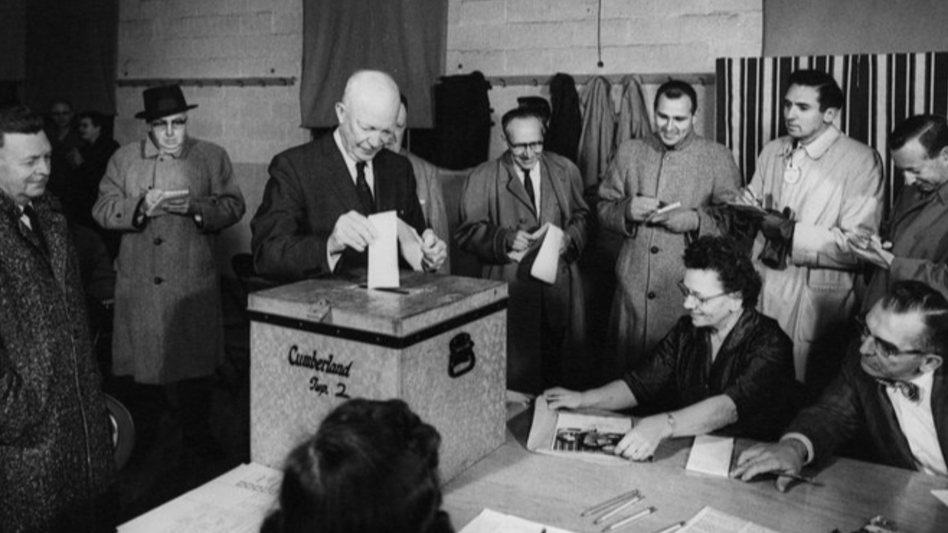 President Dwight D. Eisenhower casts his vote for the next President in the 1960 election. Dwight D. Eisenhower Presidential Library