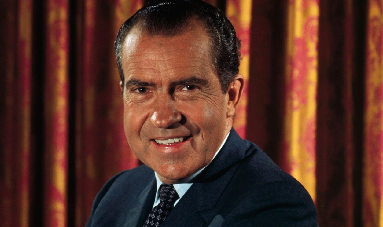 Richard Nixon (Original Caption) Los Angeles, California: Nixon press conference at the Century Plaza Hotel.