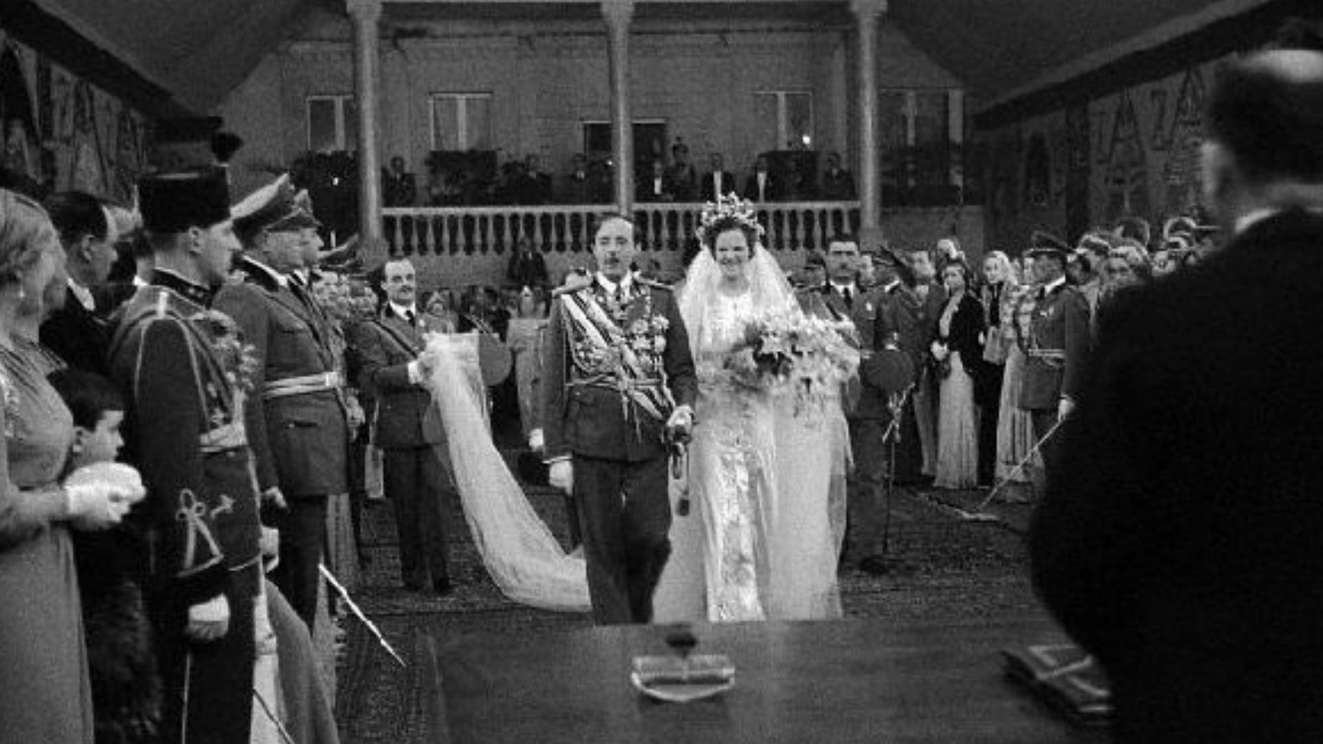 Wedding of Ahmet Zogu, King of Albania, with Geraldine Apponyi in 1938.