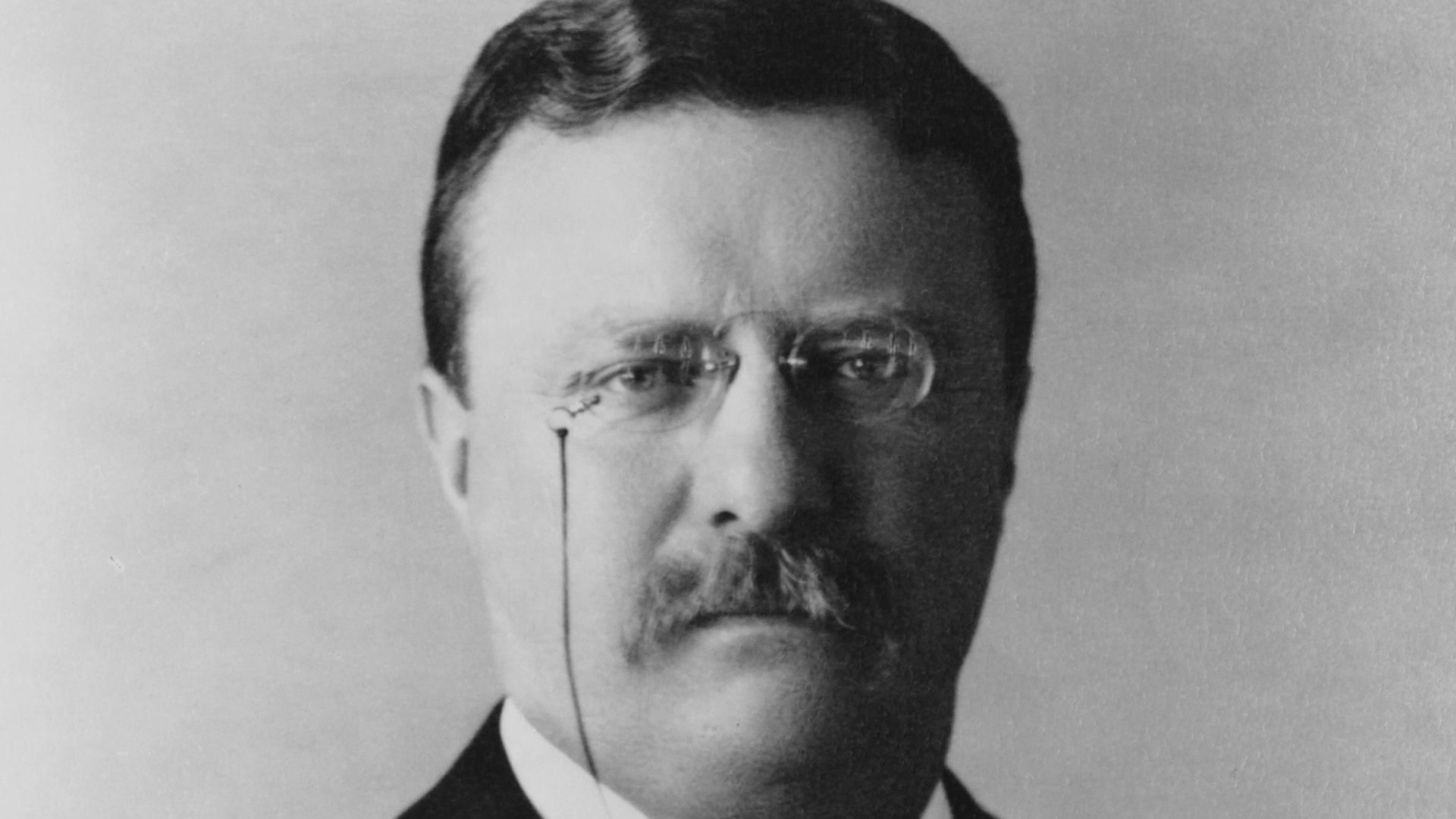 President of the United States Theodore Roosevelt, head-and-shoulders portrait, facing front.