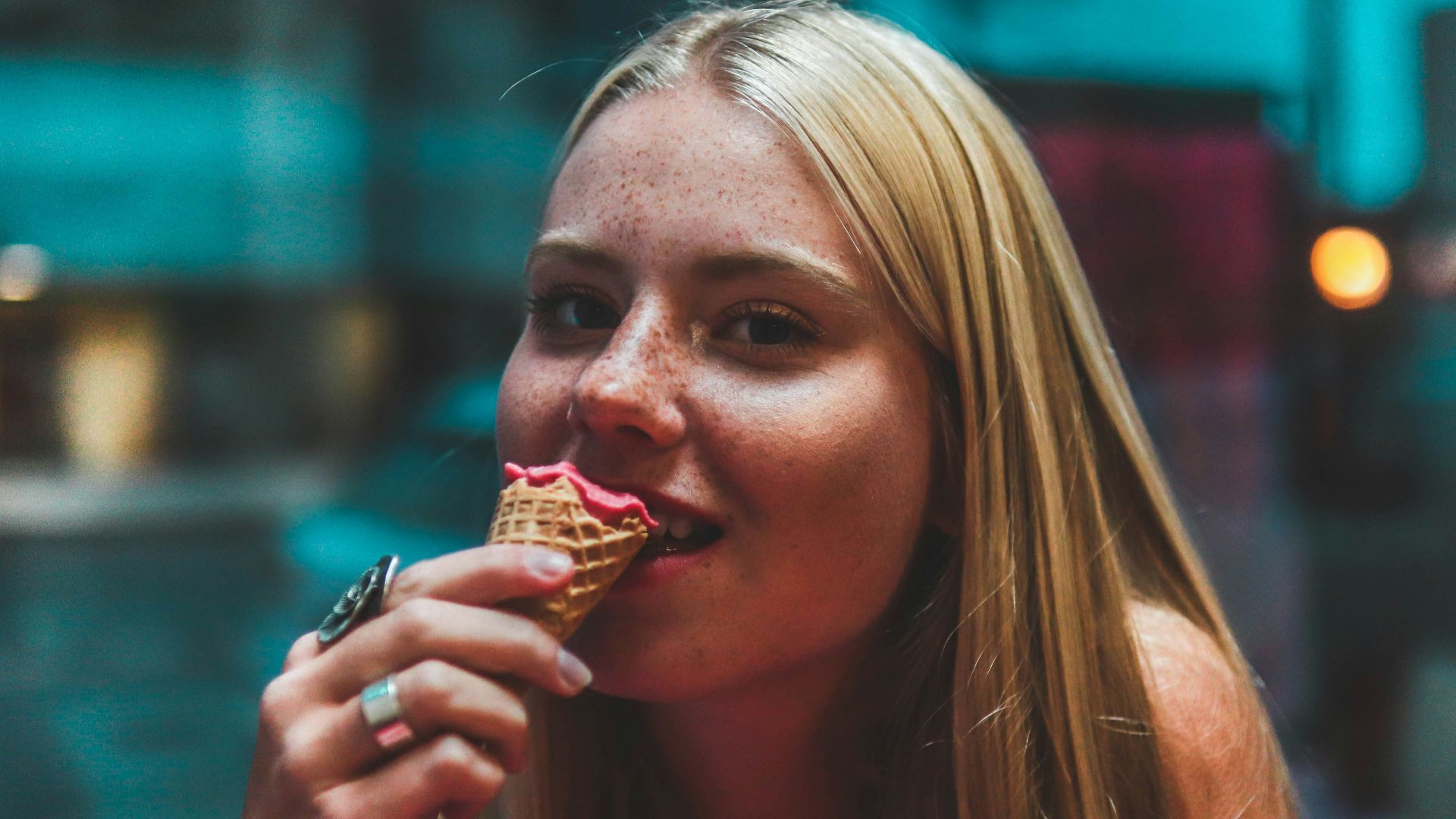 woman holding ice cream cone