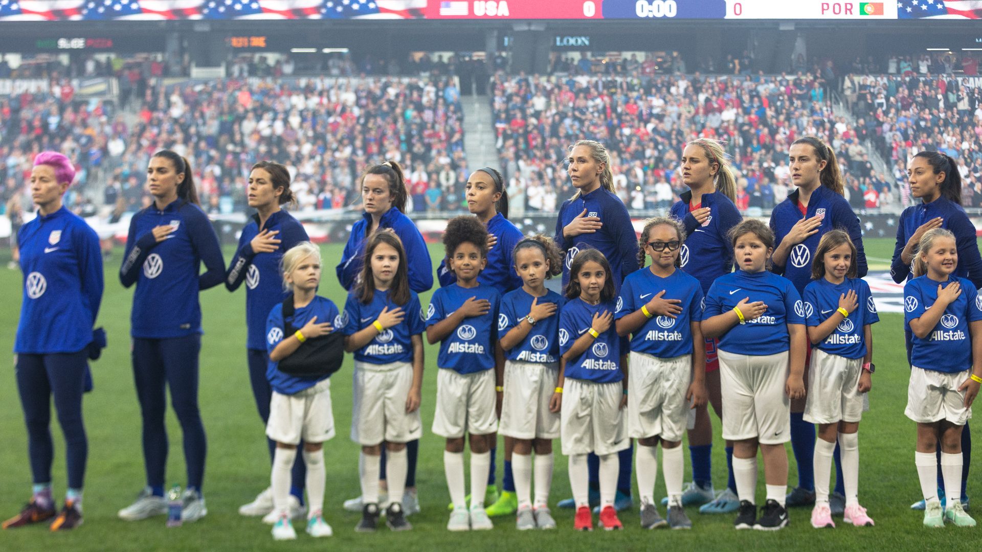 The US Women's National Team Victory Tour 2019 at Allianz Field in St Paul, Minnesota on 9/3/19; the US beat Portugal 3-0