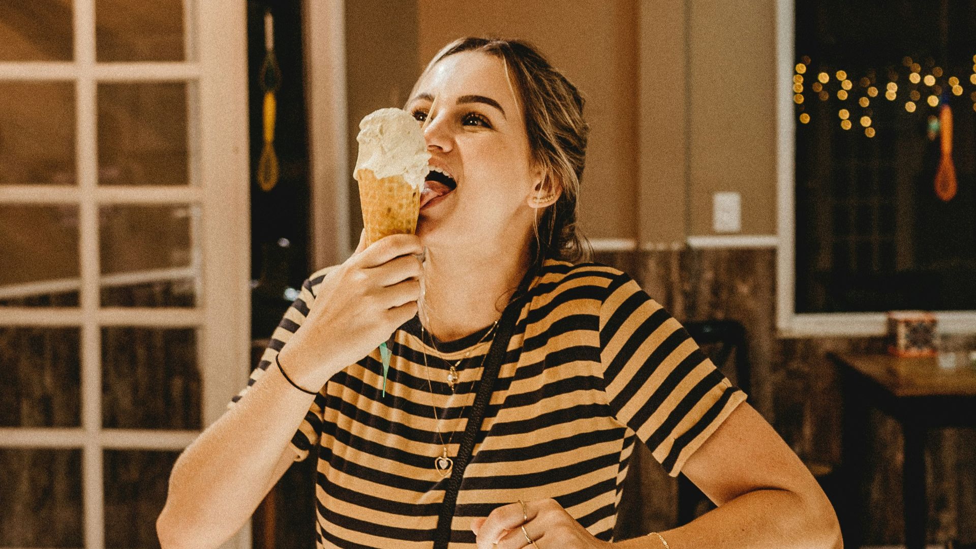 woman holding ice cream