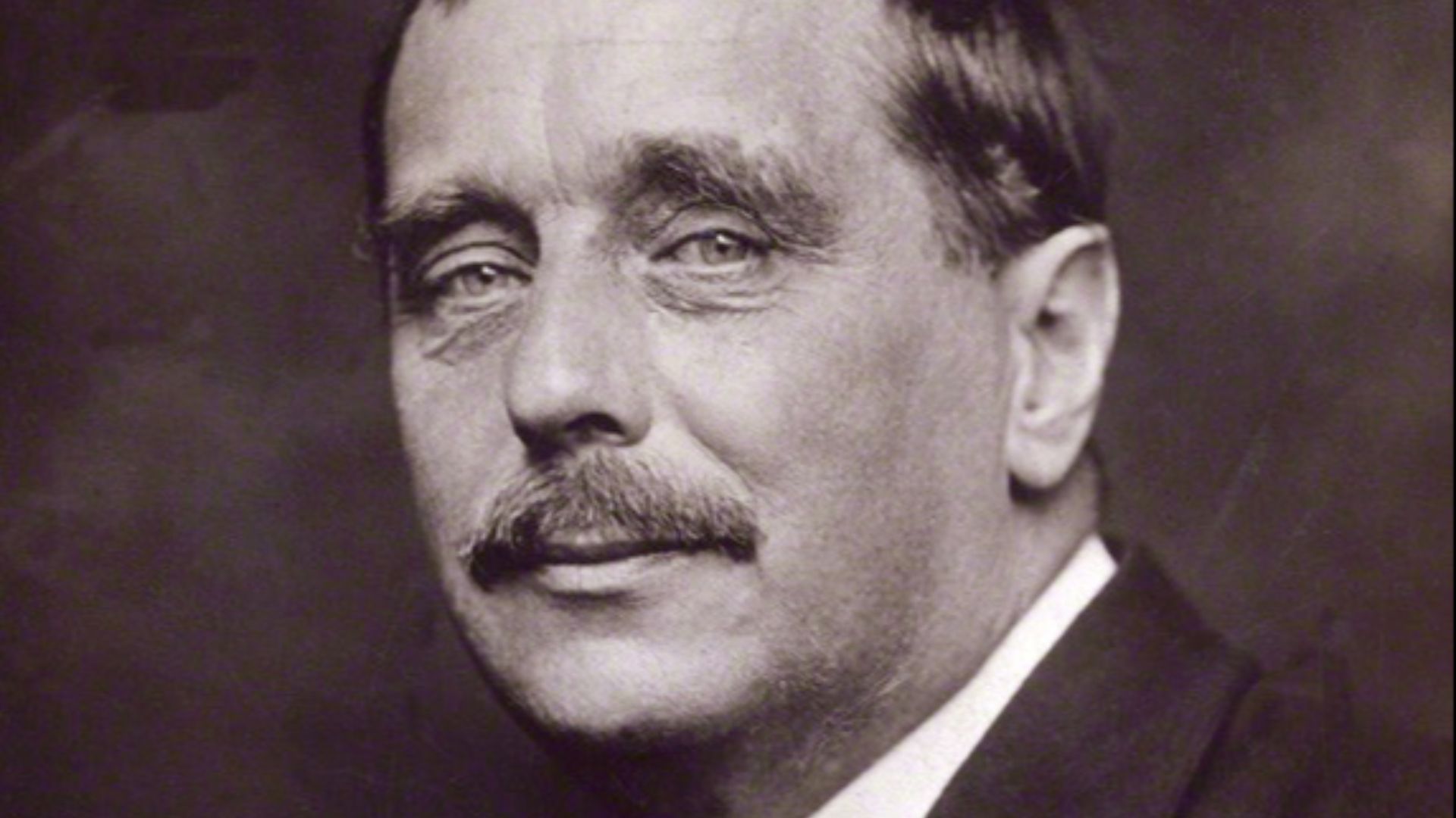 Portrait of Herbert George Wells by George Charles Beresford. Black and white glossy print. 150 mm x 108 mm.
