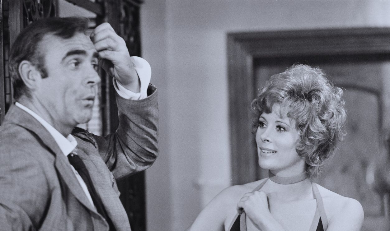 Gettyimages - 987530462, Diamonds Are Forever Scottish actor Sean Connery and American actress Jill St John pictured in character as James Bond and Tiffany Case on set during production of the film 'Diamonds Are Forever' in 1971. 