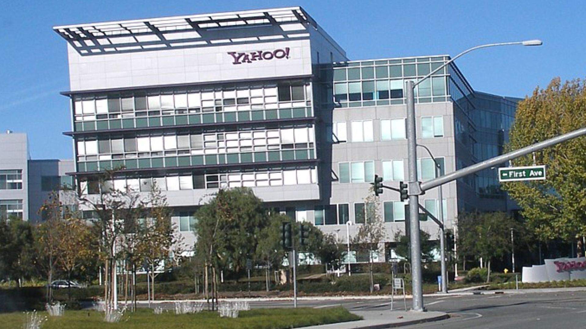 Headquarters of Yahoo! next to Mathilda Avenue in Sunnyvale, California, United States.