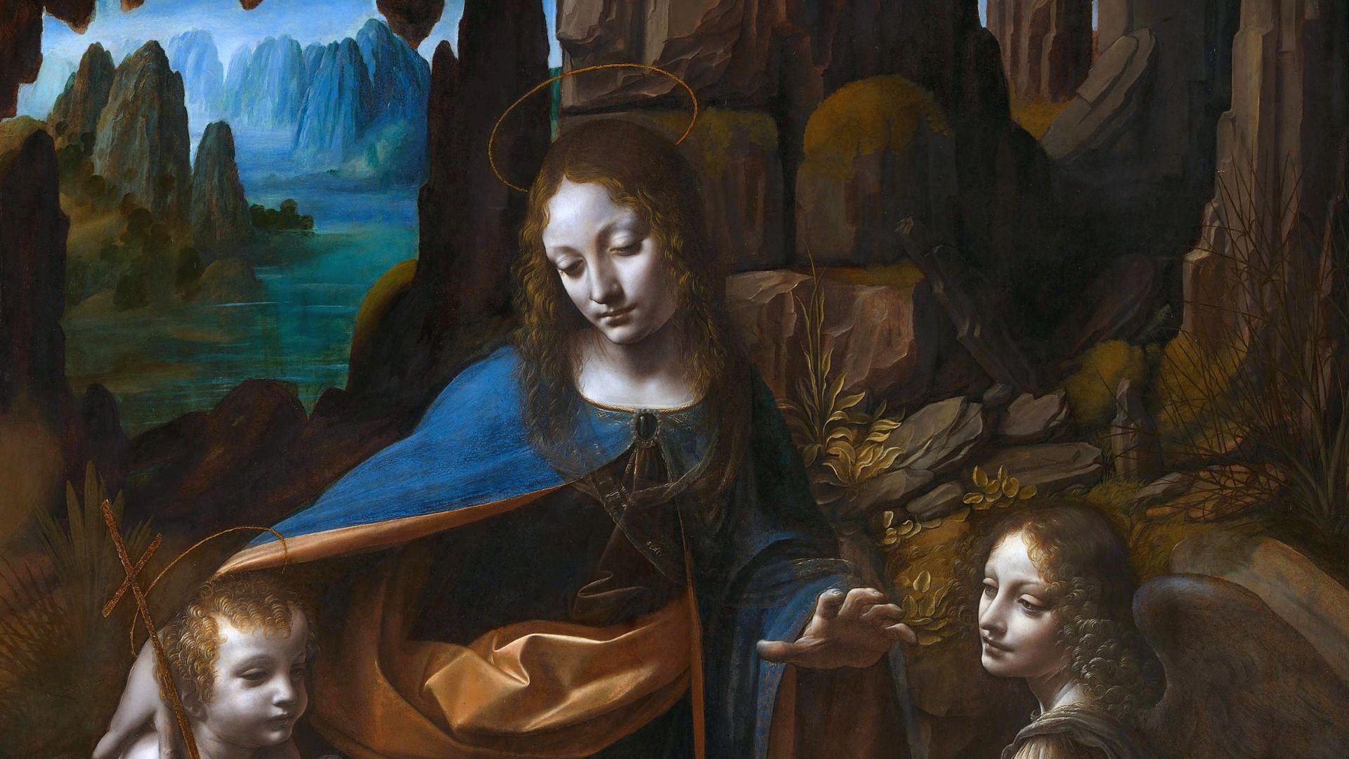 The Virgin with the Infant Saint John the Baptist adoring the Christ Child accompanied by an Angel. In this second version Mary and Jesus are depicted with a halo and John the Baptist with the cross