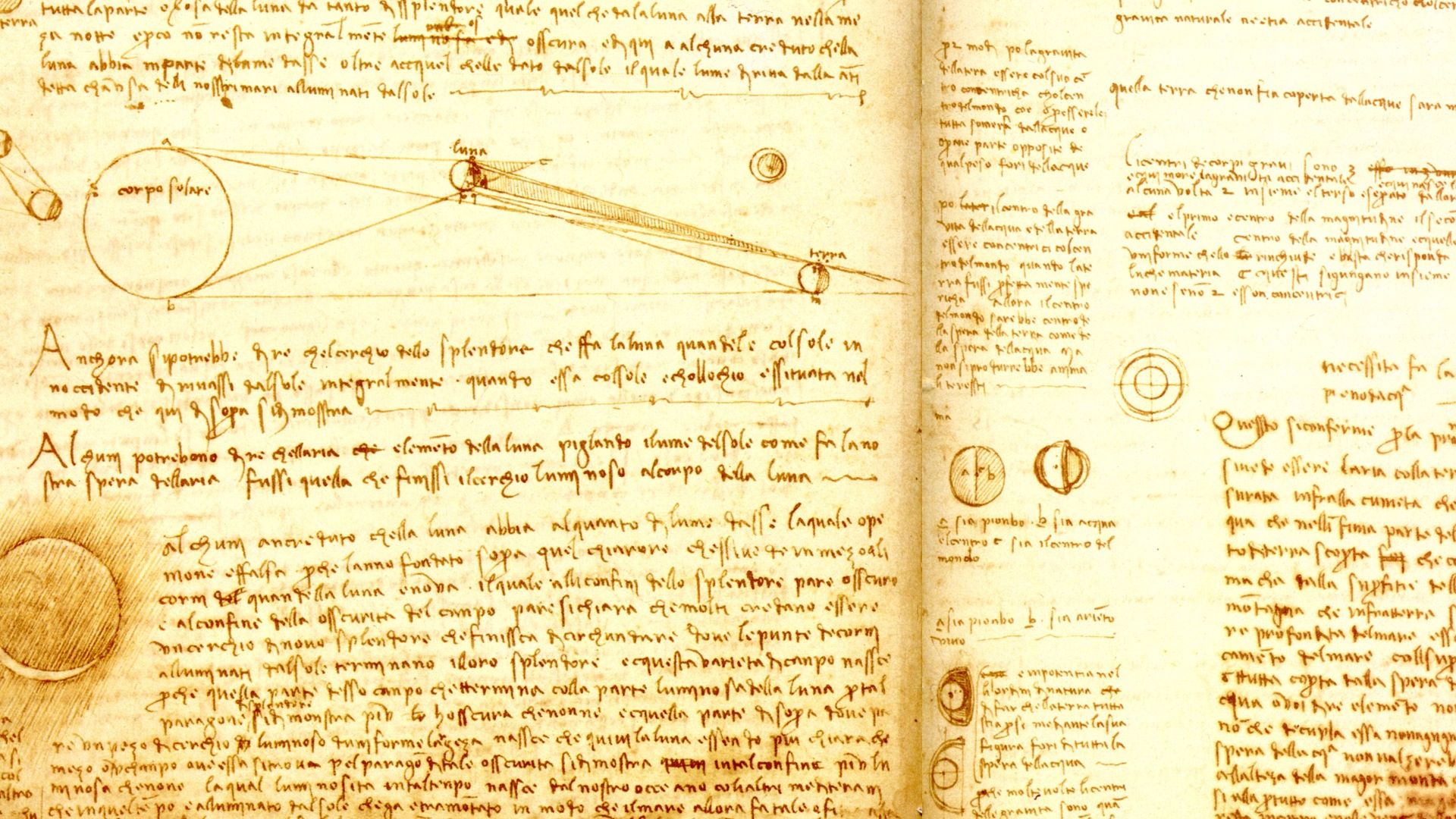 Codex Hammer (Leicester) seen with mirrorHammer 2A – Fol.2r (left) and Fol.35v (right)