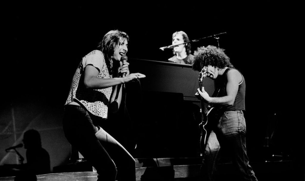 Steve Perry, Jonathan Cain and Neal Schon of Journey at the Poplar Creek Music Theater in Hoffman Estates, Illinois, September 3, 1981.