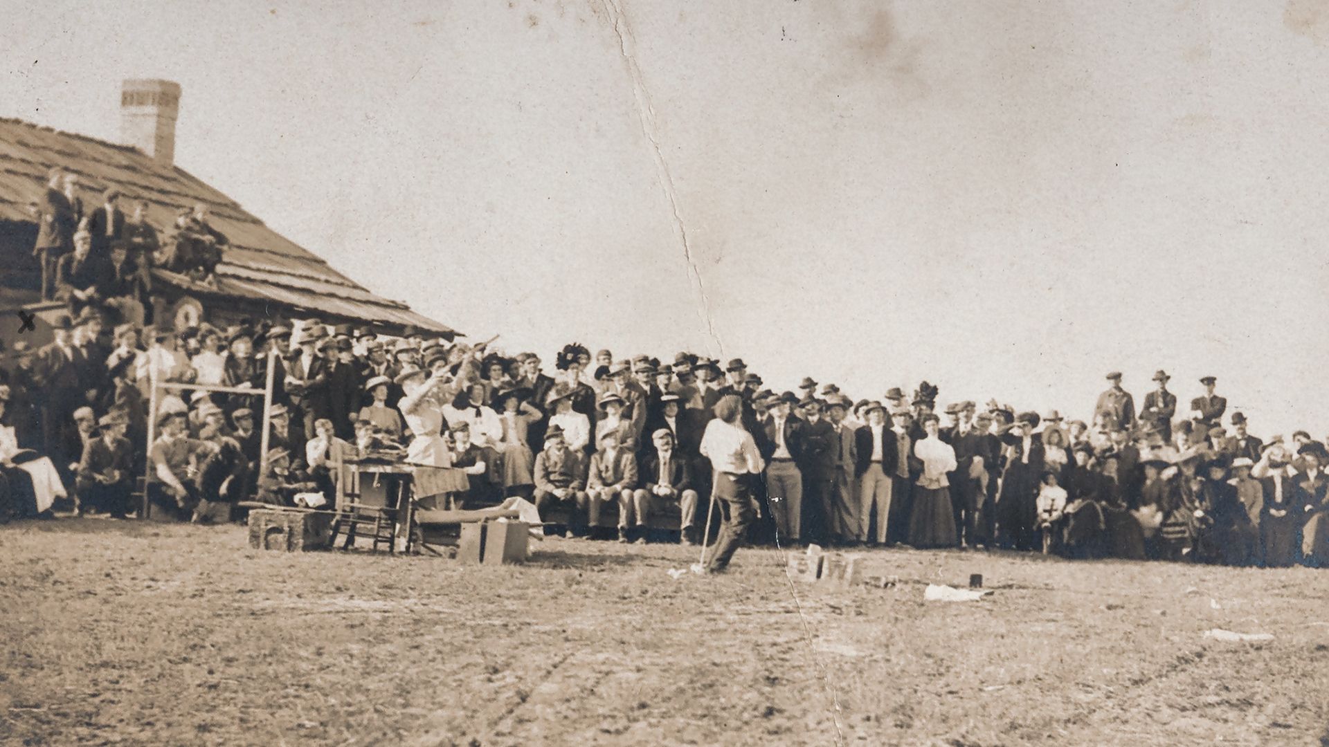 Photo postcard of Annie Oakley shooting at Pinehurst, N.C.