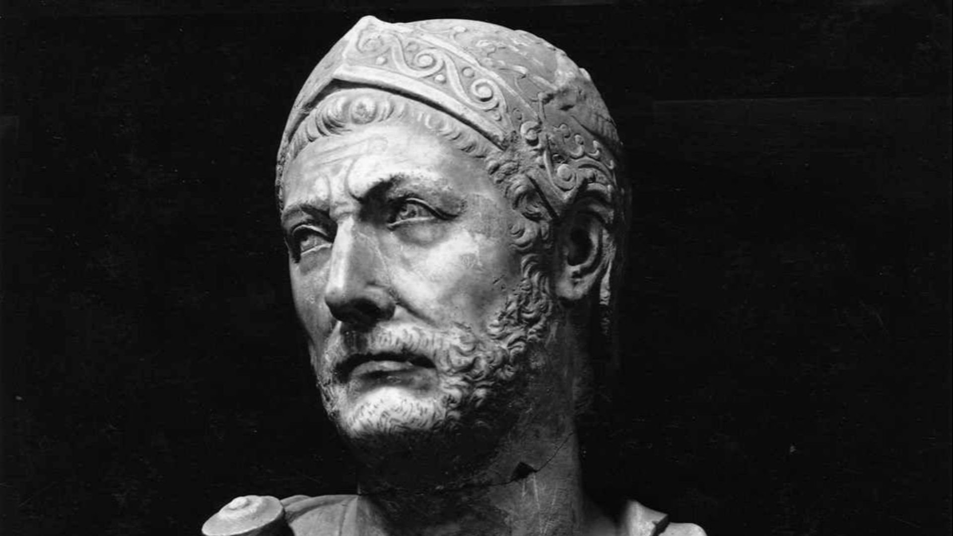 A glass plate photograph of the marble bust of Hannibal Barca. The bust of the Carthaginian general was discovered in the Italian city of Capua in 1667. The Roman era bust was made between the 1st century BC and 4 century AD (I sec.a.C.- IV sec. d.C.). It