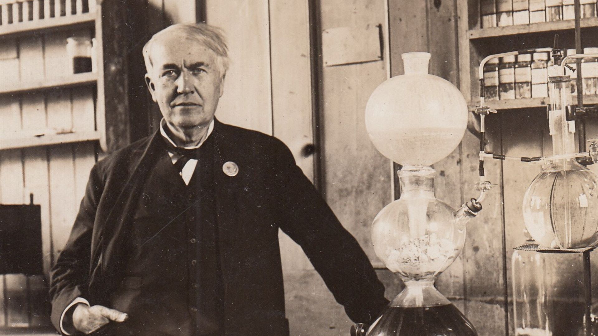Thomas Edison in the Chemistry Laboratory.
Keywords: thomas edison; west orange; laboratory complex; building 2; building 2 interior; chemistry laboratory; chemistry laboratory interior; Edison; Thomas A.; (EDIS Historical Photo Series Name)