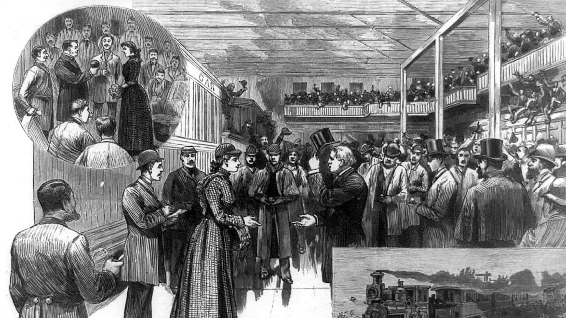Illustration of Elizabeth Cochrane, aka Nelly Bly,  in Frank Leslie's Illustrated Newspaper, 1890. 
Caption reads: