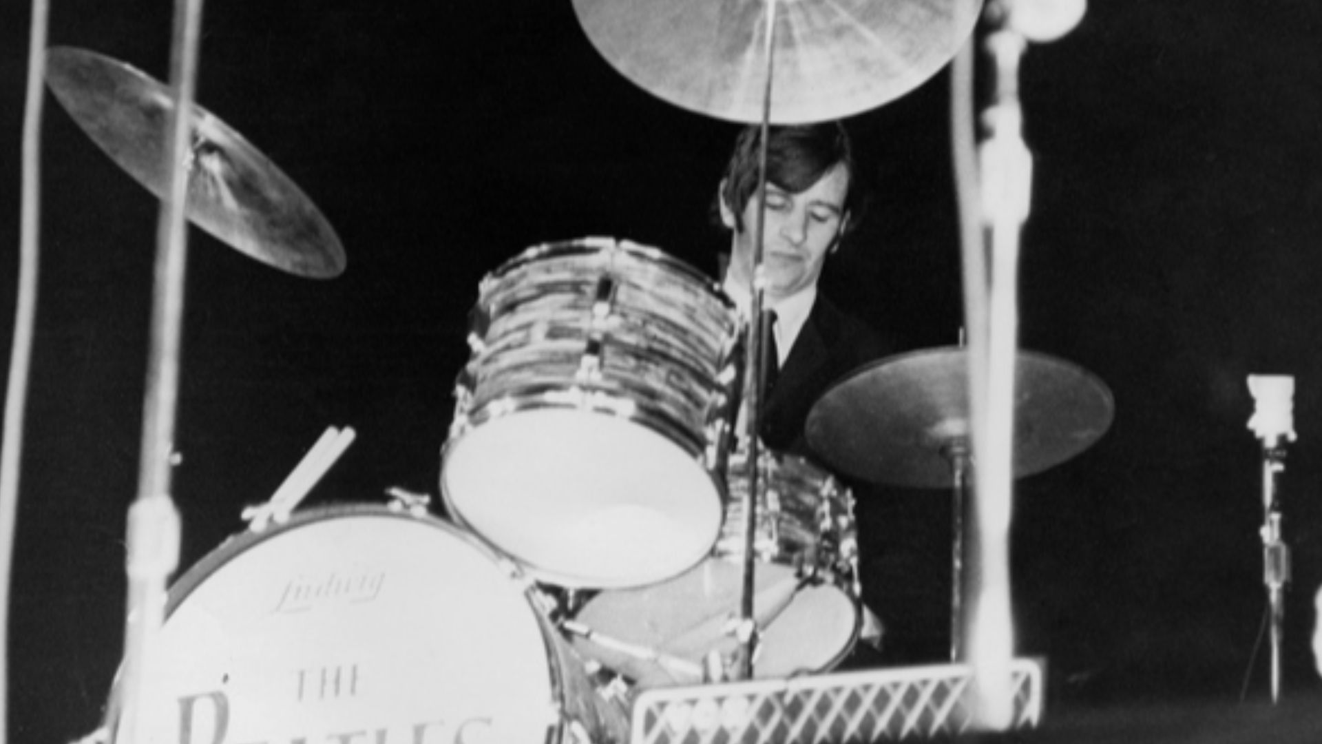 Ringo Starr performing with the Beatles at the Gator Bowl in Jacksonville, 1964.