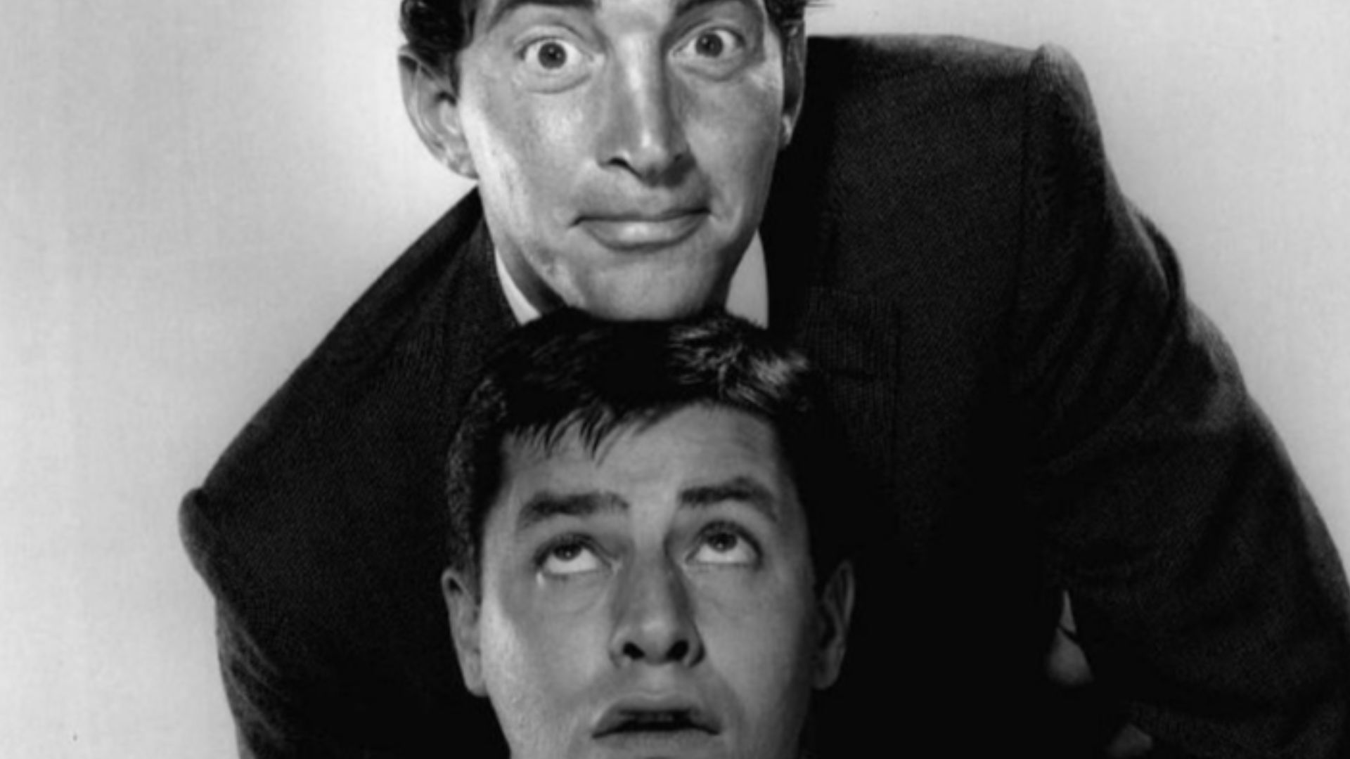 Photo of Dean Martin and Jerry Lewis from the television program Colgate Comedy Hour.