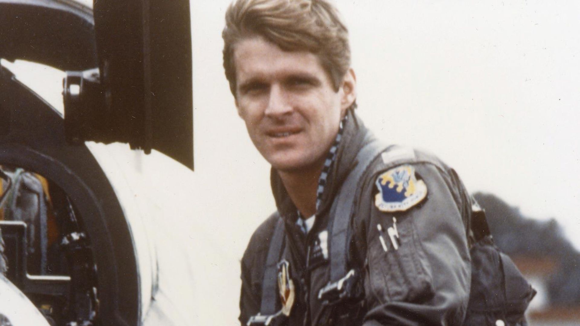 Capt. Martin posing with a USAF F-4 phantom. He was assigned to the 196th Tactical Fighter Squadron, 163rd Tactical Fighter Group.