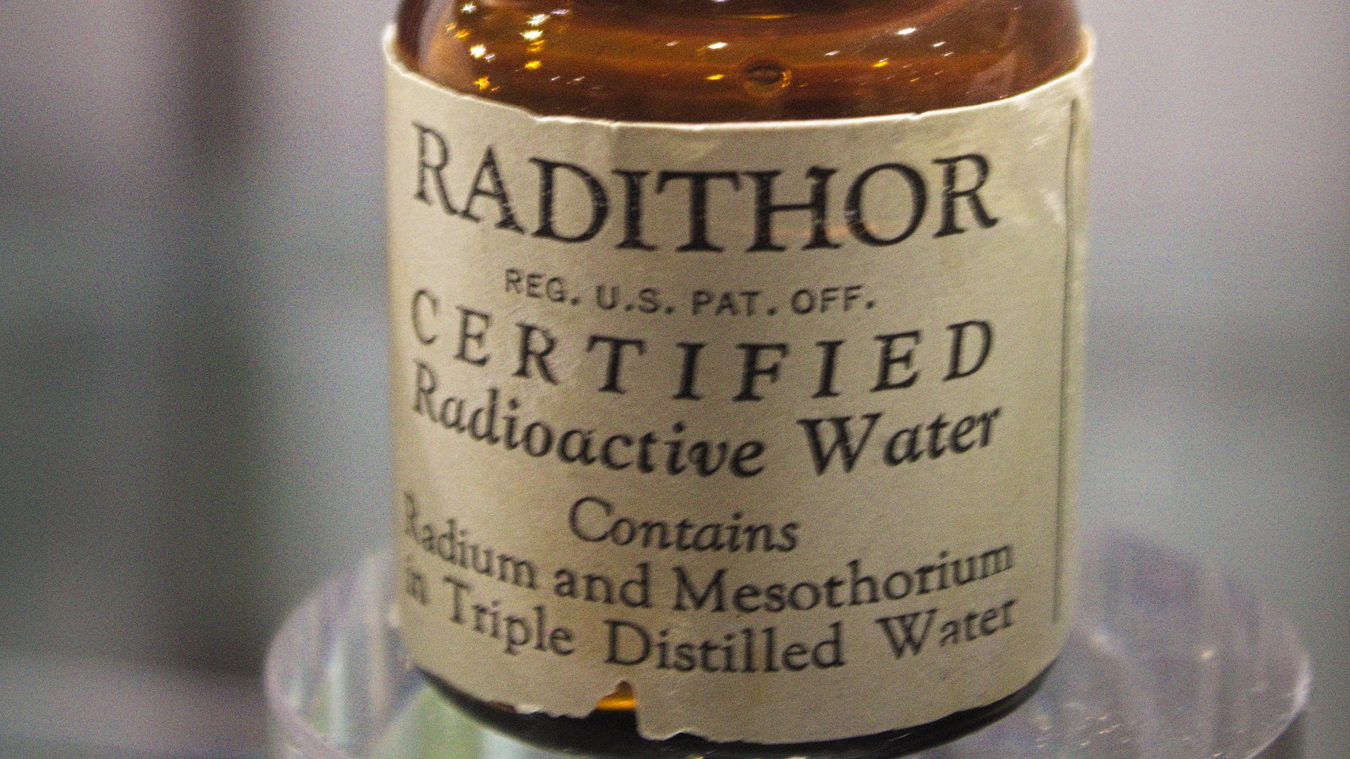 Back in the 1920s, people thought that drinking radium-  and thorium- infused water was healthy. One of the more famous varieties of  this water was sold under the brand name Radithor. It was eventually famously implicated in the illness and subsequent de