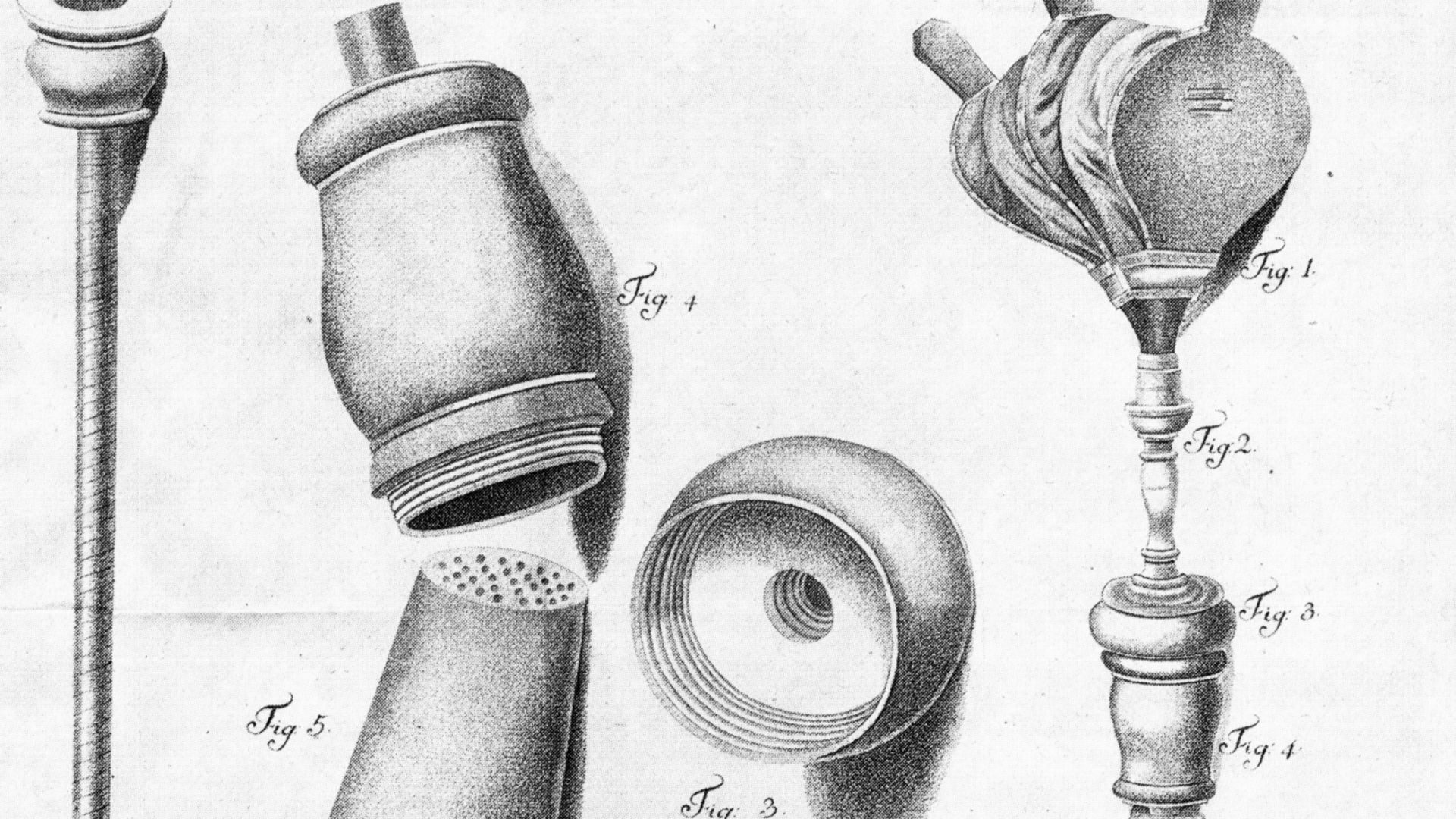 Textbook drawing of a tobacco smoke enema device.