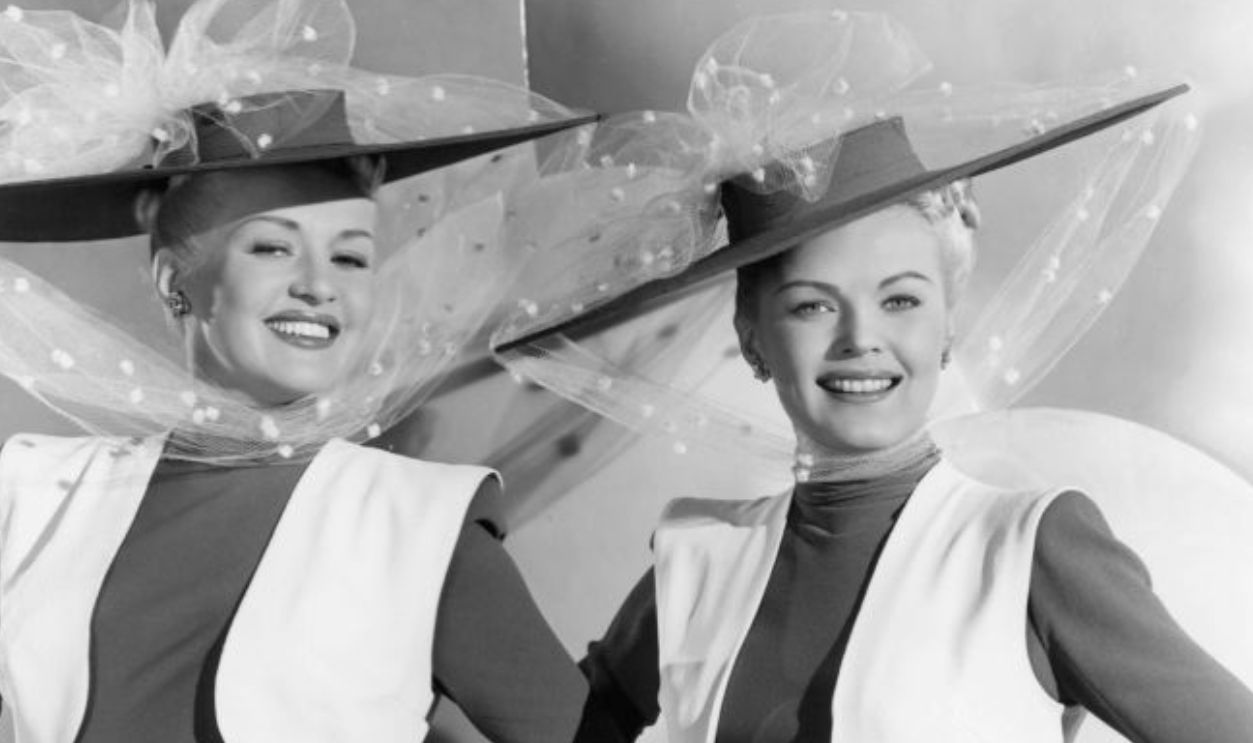 Betty Grable and June Haver in publicity portrait for the film 'The Dolly Sisters', 1945.