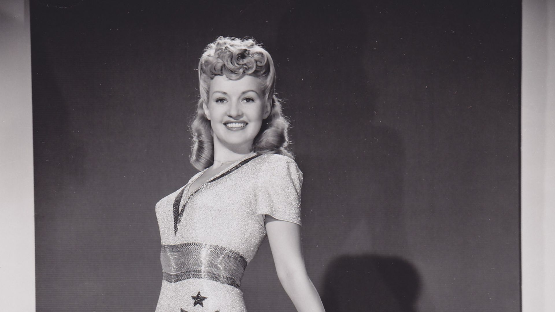 Pin-up photo of Betty Grable for the Jun. 25, 1943 issue of Yank, the Army Weekly, a weekly U.S. Army magazine fully staffed by enlisted men.