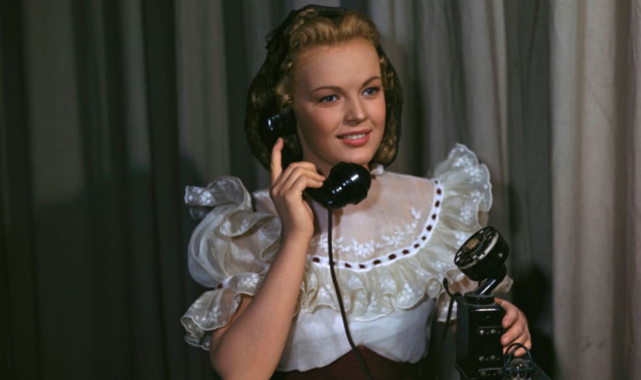 American actress June Haver making a telephone call, circa 1945. 